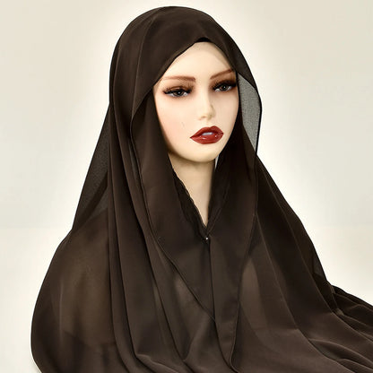 Magnetic Chiffon Hijab with Built-In Magnets & Undercap – Solid Color Easy Wear (18 Colors)