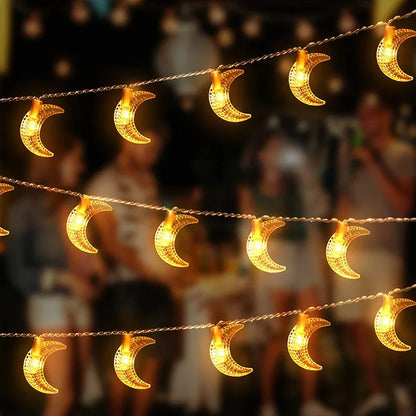 1.5m Moon & Star LED String Lights - Ramadan Eid Decoration