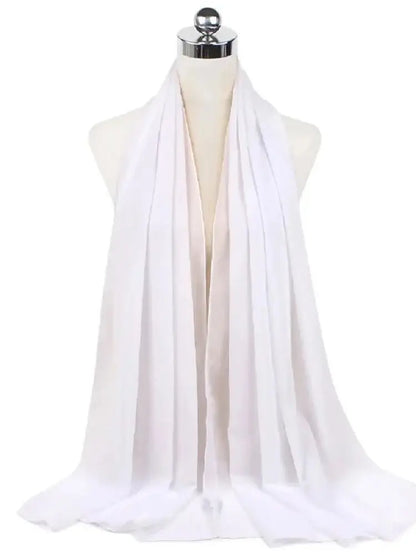 Solid Chiffon Hijab Scarf & Shawl for Women | Ready-to-Wear Muslim Headscarf | 65 Colors