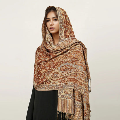 Women's Embroidered Pashmina Hijab Scarf – Soft Cashmere-Feel Shawl
