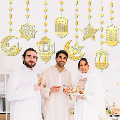 Ramadan Mubarak Garland Decoration Set - Stars, Moon & Hanging Banners