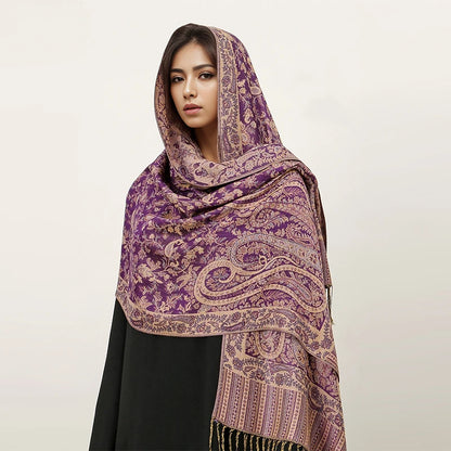Women's Embroidered Pashmina Hijab Scarf – Soft Cashmere-Feel Shawl