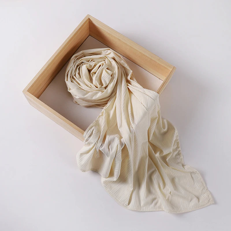 Ribbed Jersey Hijab - Soft Plain Scarf 70x175cm