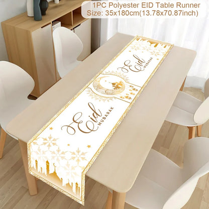 Ramadan Table Runner - Eid Mubarak Cloth Decoration 180x35cm