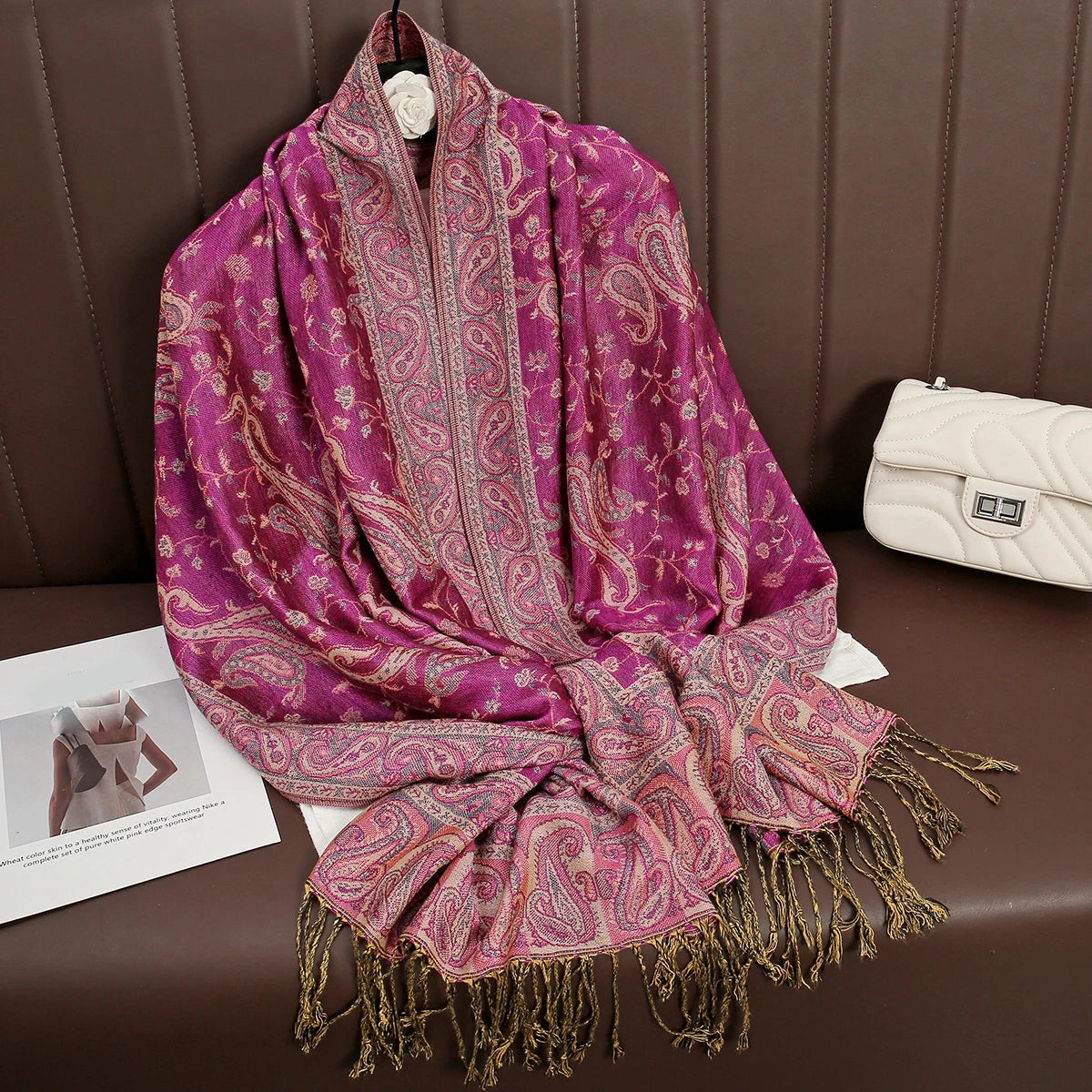 Women's Embroidered Pashmina Hijab Scarf – Soft Cashmere-Feel Shawl