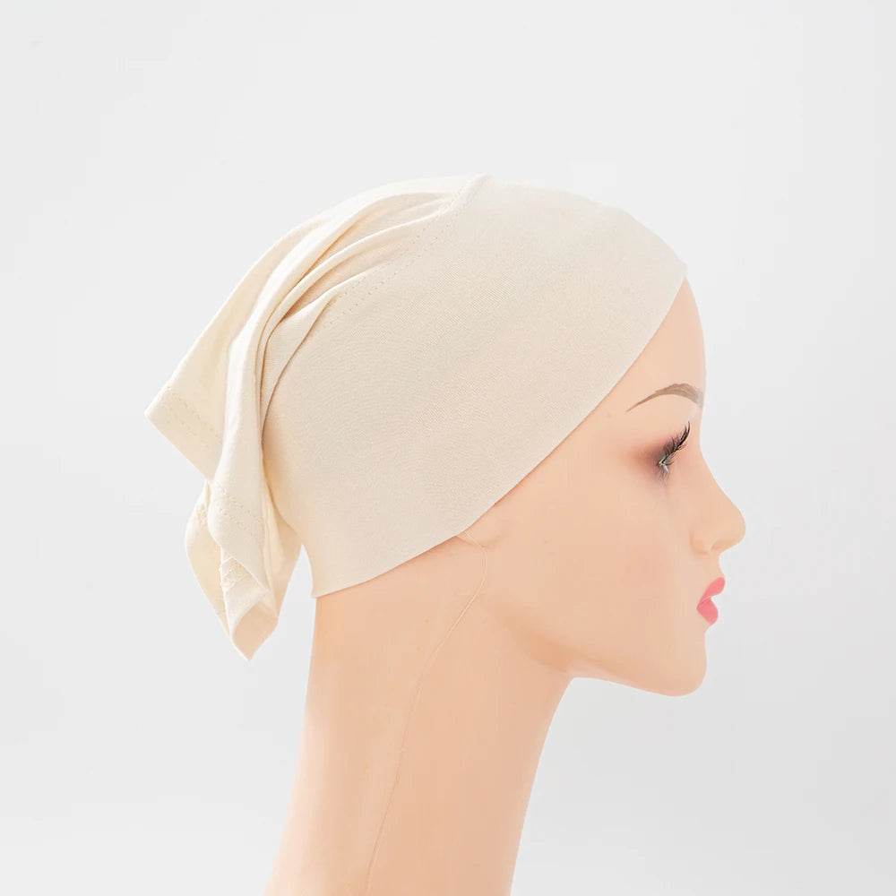 Bamboo Jersey Inner Hijab Tube Cap – Soft Stretch Muslim Underscarf Bonnet | 57 Colors