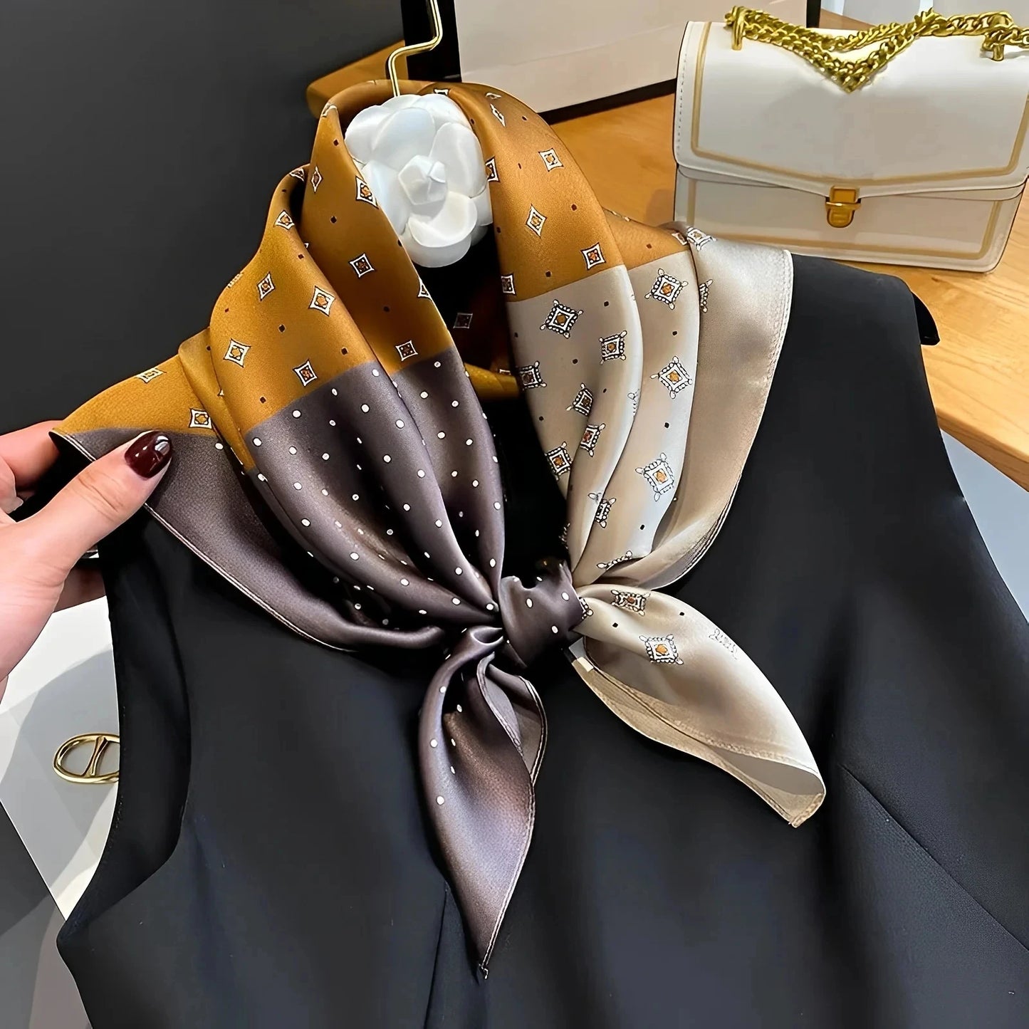 Silk-Feel Square Scarf – 70x70cm Satin Hijab, Hair Bandana & Neck Wrap (21 Colors)