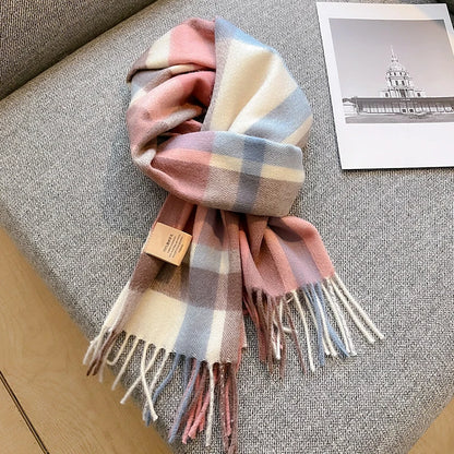 100% Wool Plaid Winter Scarf & Shawl – Long Warm Wrap & Hijab for Women (47 Colors)