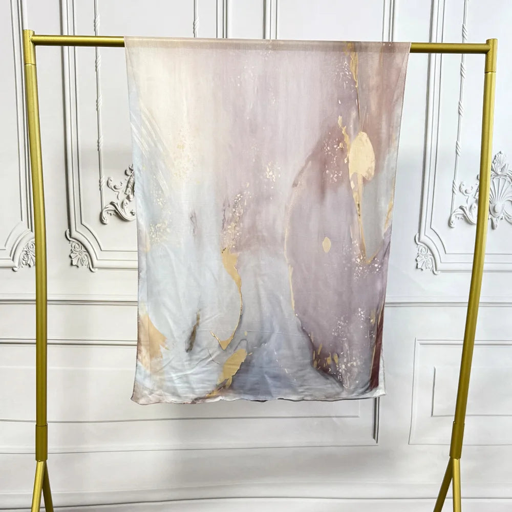 Patterned Voile Hijab Scarf - 170x70cm Modal Headscarf