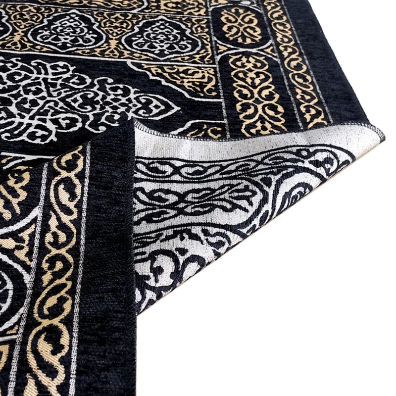 Islamic Chenille Prayer Rug Set | Washable Portable Muslim Prayer Mat with Bag & Tasbih | 5 Designs
