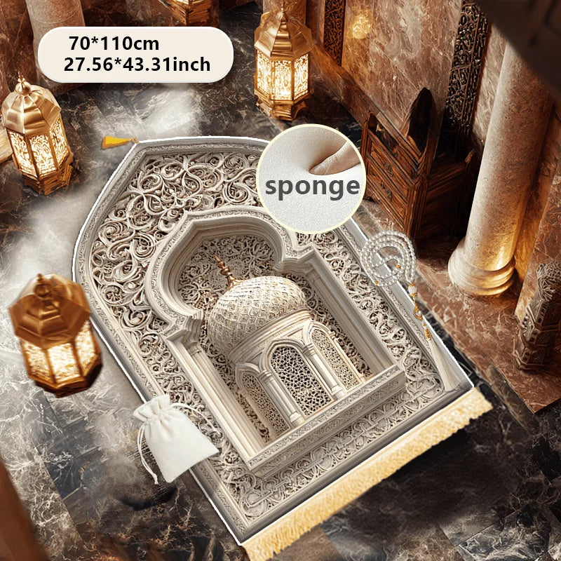 Soft & Warm Muslim Prayer Mat – Non-Slip Flannel Rug for Home Worship | 70×110cm