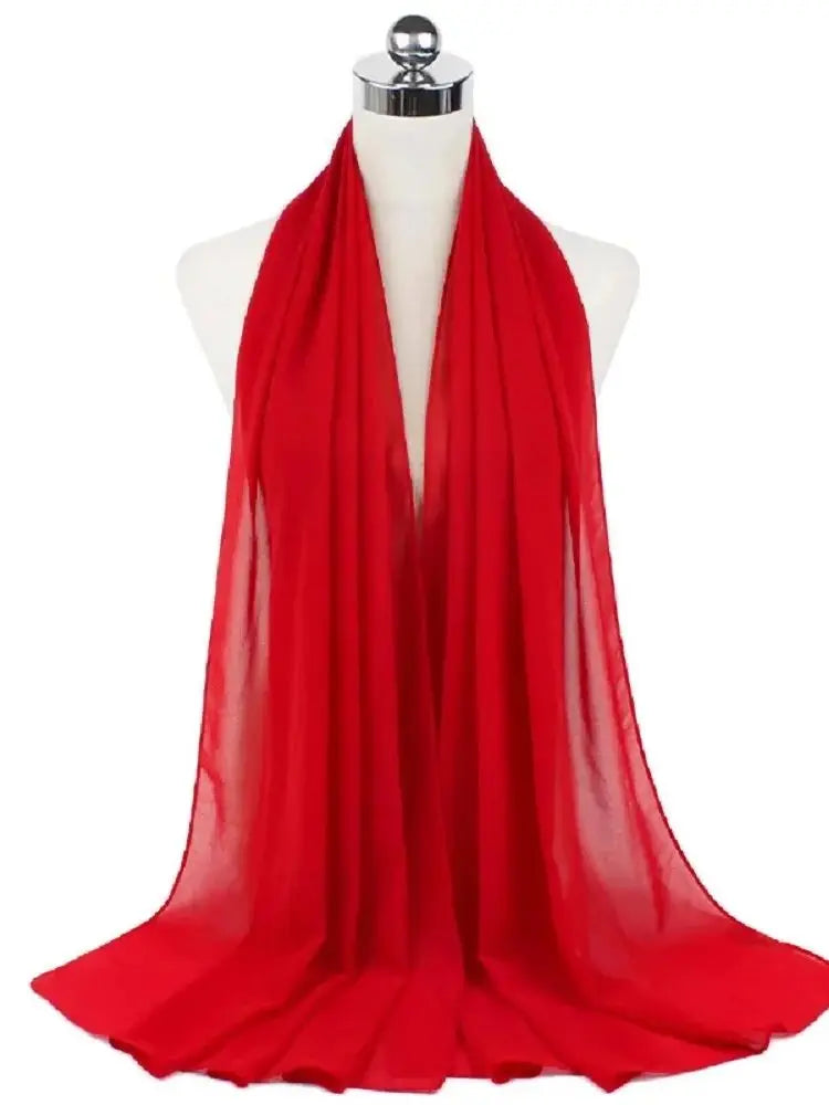 Solid Chiffon Hijab Scarf & Shawl for Women | Ready-to-Wear Muslim Headscarf | 65 Colors