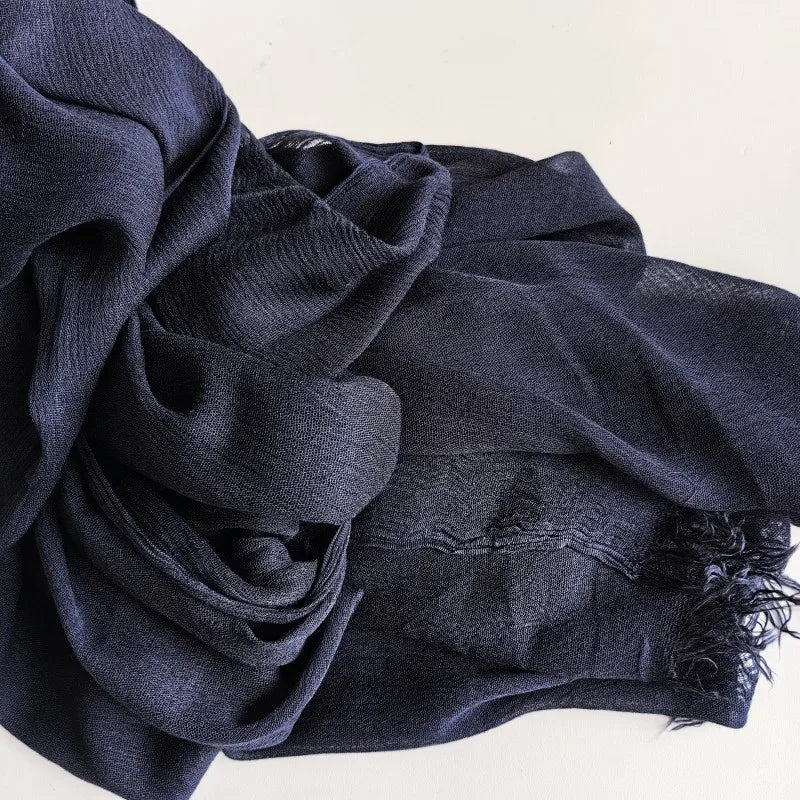 Soft Cotton-Viscose Tassel Hijab – 200x90cm Plain Headscarf (60 Colors)