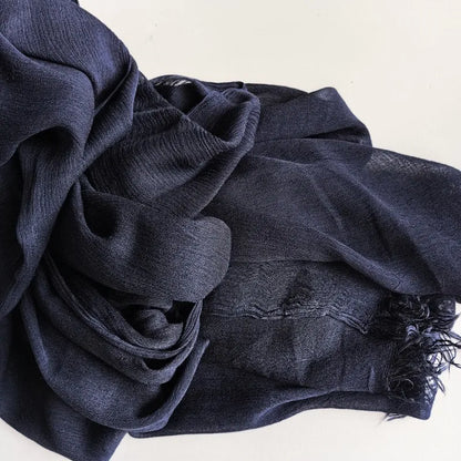 Soft Cotton-Viscose Tassel Hijab – 200x90cm Plain Headscarf (60 Colors)