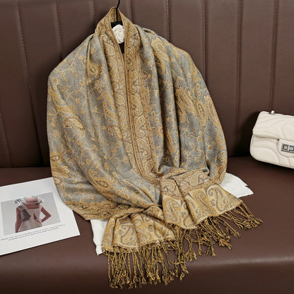 Women's Embroidered Pashmina Hijab Scarf – Soft Cashmere-Feel Shawl