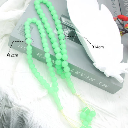 Glow-in-the-Dark Tasbih Prayer Beads – Oval Luminous Muslim Misbaha with Tassel