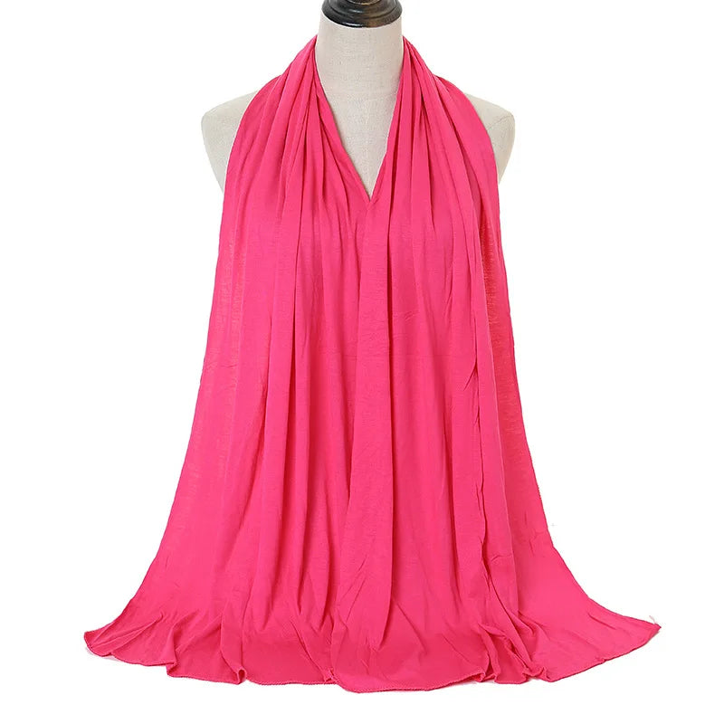 Jersey Hijab Scarf - 170x60cm Solid Color Stretch Polyester Shawl