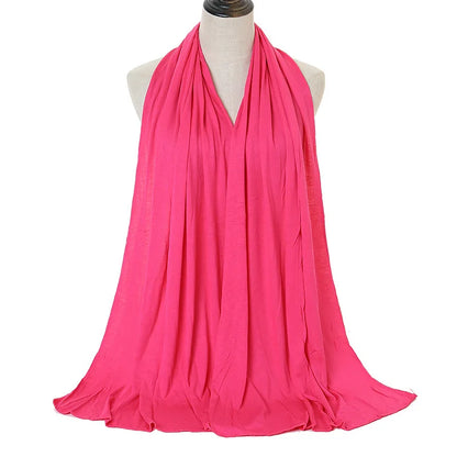 Jersey Hijab Scarf - 170x60cm Solid Color Stretch Polyester Shawl