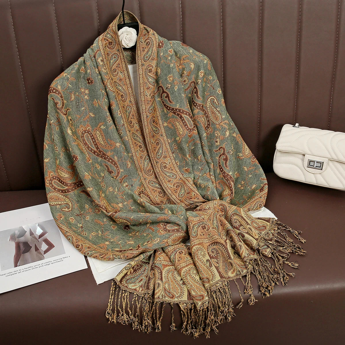 Women's Embroidered Pashmina Hijab Scarf – Soft Cashmere-Feel Shawl