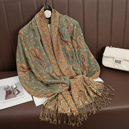 Women's Embroidered Pashmina Hijab Scarf – Soft Cashmere-Feel Shawl
