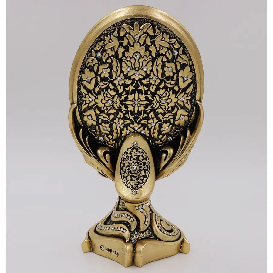 Oval Ayatul Kursi Showpiece – Rhinestone Arabic Calligraphy Islamic Table Decor | 8in