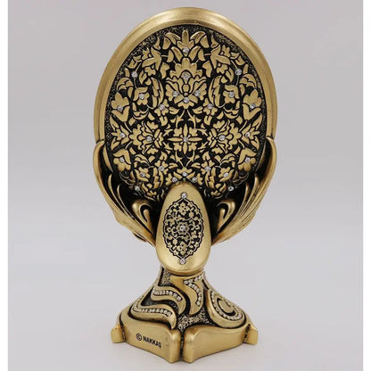 Oval Ayatul Kursi Showpiece – Rhinestone Arabic Calligraphy Islamic Table Decor | 8in