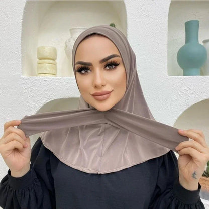 Instant Jersey Hijab Undercap – Full Cover Snap Fastener Head Wrap (16 Colors)