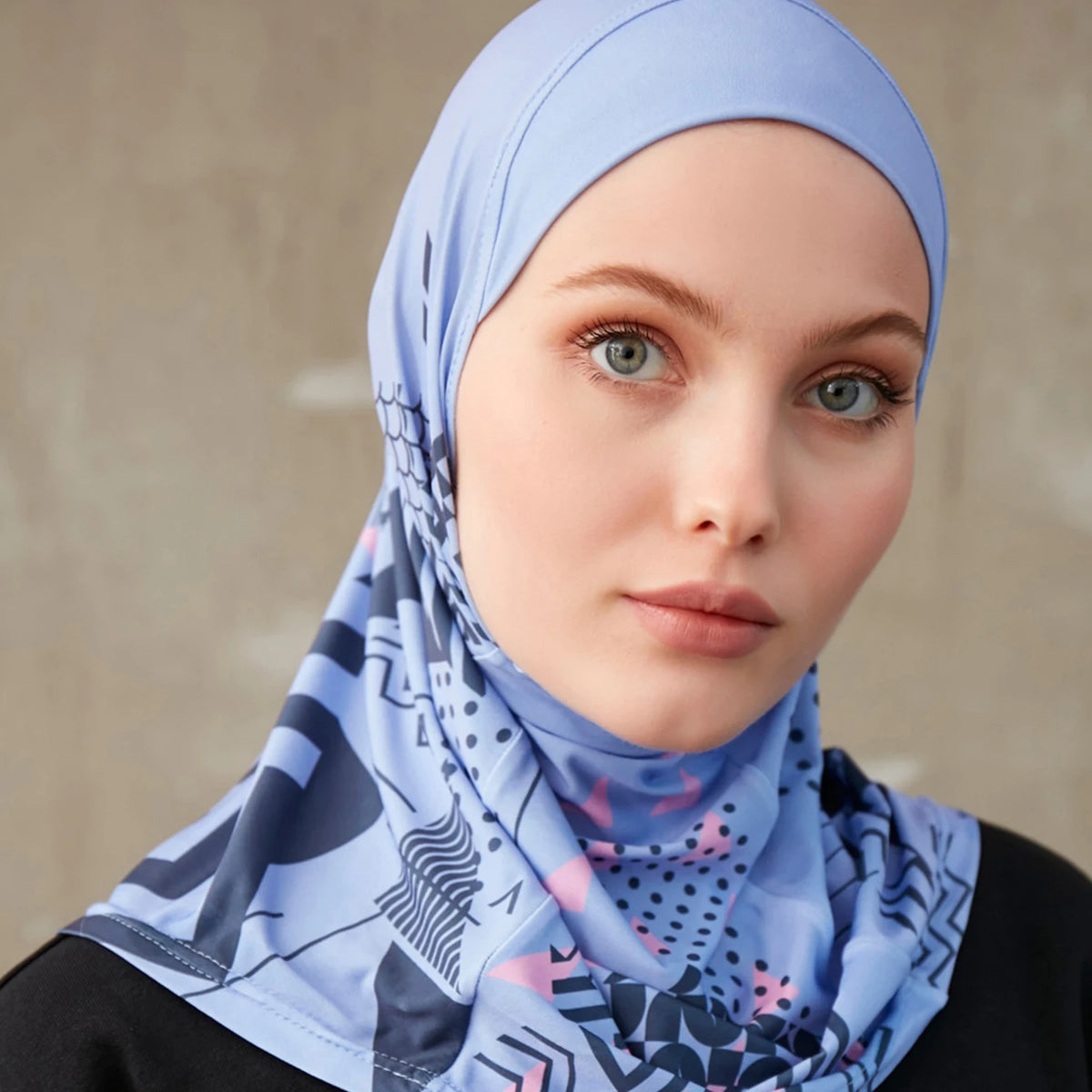 Geometric Print Inner Hijab – Stretch Instant Turban