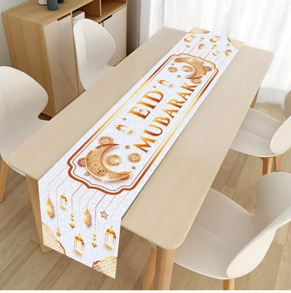Ramadan Table Runner - Eid Mubarak Cloth Decoration 180x35cm