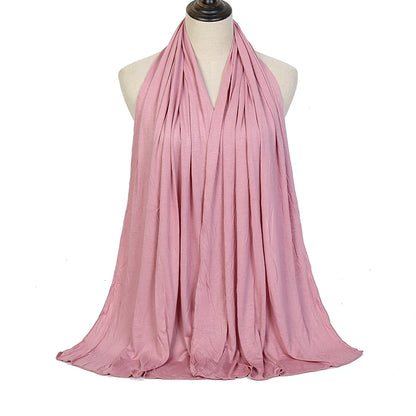 Jersey Hijab Scarf - 170x60cm Solid Color Stretch Polyester Shawl