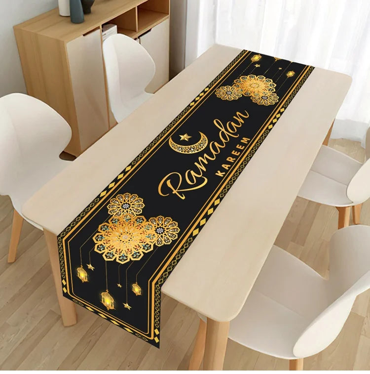 Ramadan Table Runner - Eid Mubarak Cloth Decoration 180x35cm