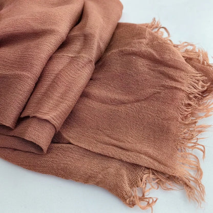 Soft Cotton-Viscose Tassel Hijab – 200x90cm Plain Headscarf (60 Colors)