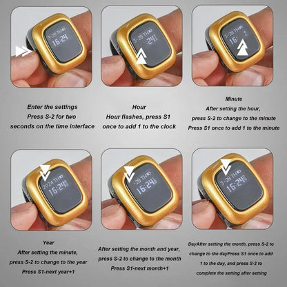 Smart Digital Prayer Counter Ring – Zikr & Tasbih Finger Counter with Time Display | S, M & L