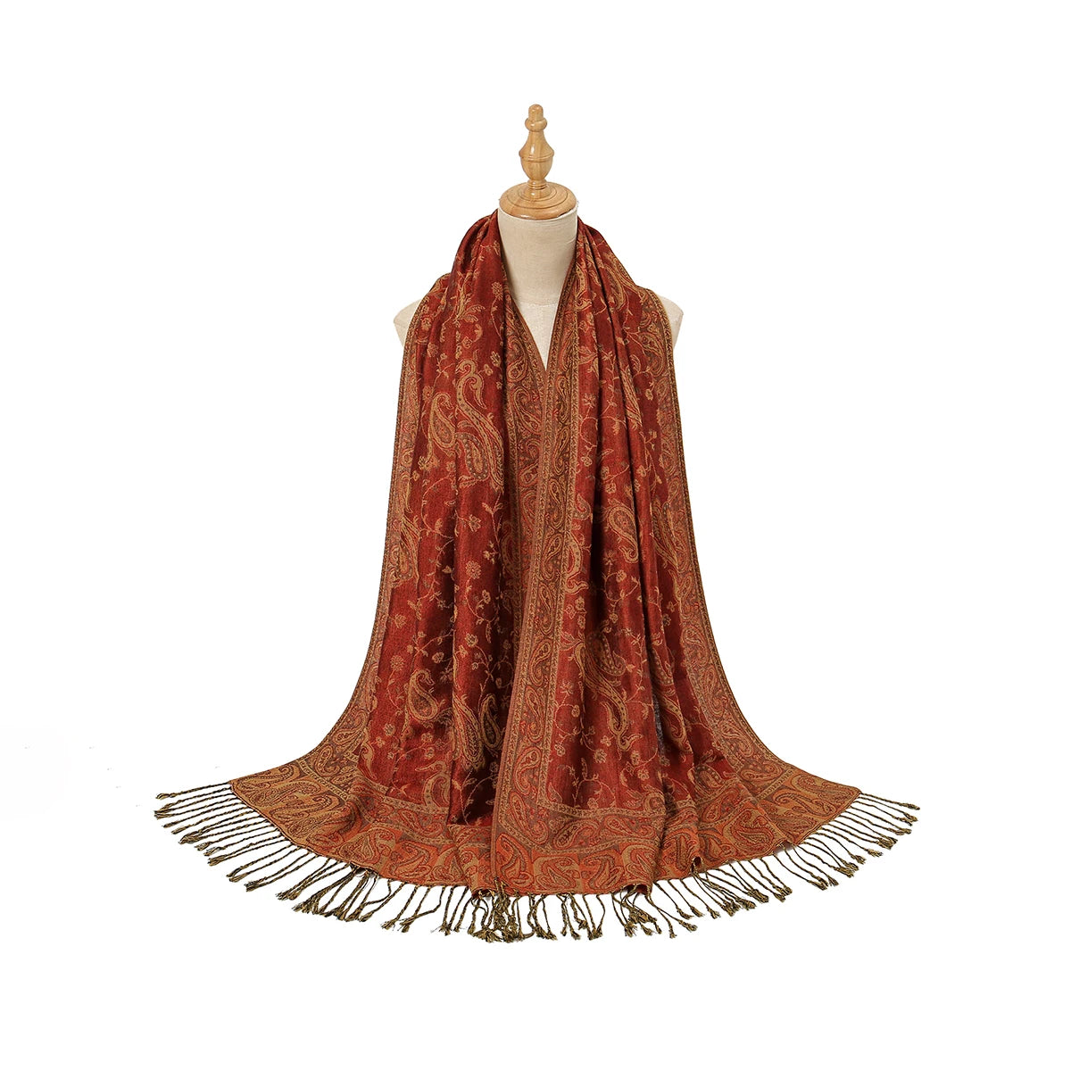 Women's Jacquard Tassel Hijab Scarf – Floral Pashmina Shawl