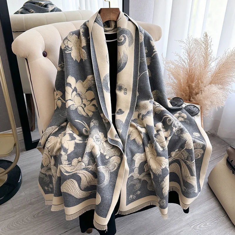 Floral Print Pashmina Scarf & Shawl – Large 180x65cm Hijab Wrap for Women (4 Colors)