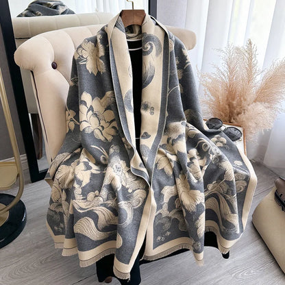 Floral Print Pashmina Scarf & Shawl – Large 180x65cm Hijab Wrap for Women (4 Colors)