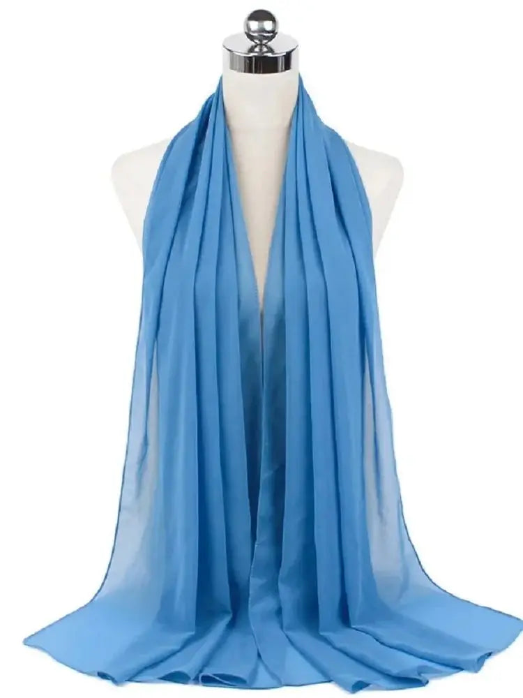 Solid Chiffon Hijab Scarf & Shawl for Women | Ready-to-Wear Muslim Headscarf | 65 Colors