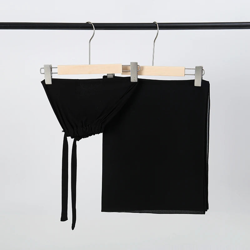 2-Piece Chiffon Hijab & Matching Undercap Set – Plain Shawl with Inner Cap for Women | 42 Colors