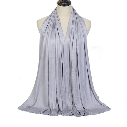 Jersey Hijab Scarf - 170x60cm Solid Color Stretch Polyester Shawl