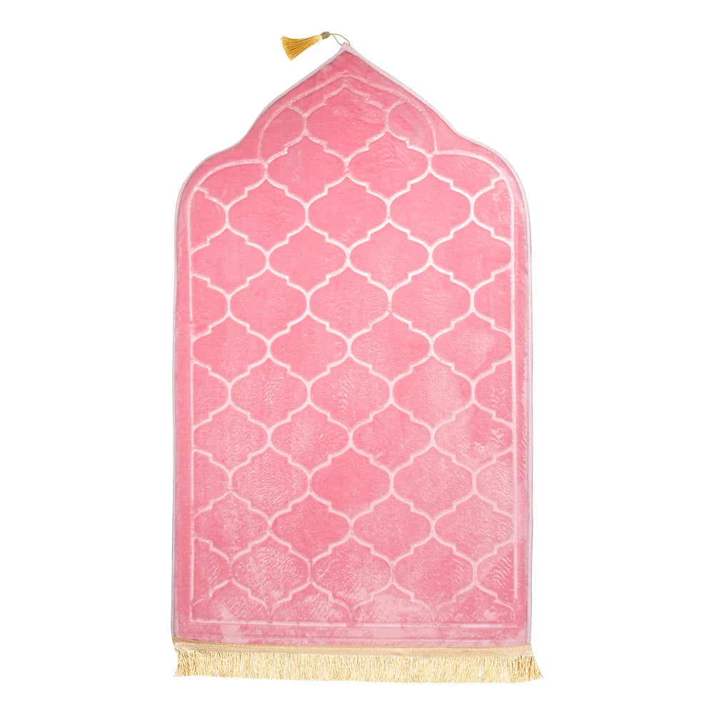 Soft Flannel Muslim Prayer Mat – Non-Slip Embossed Rug for Travel & Daily Prayer | 5 Colors