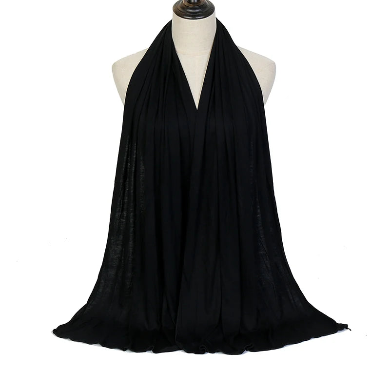 Jersey Hijab Scarf - 170x60cm Solid Color Stretch Polyester Shawl