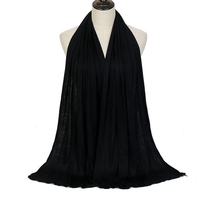 Jersey Hijab Scarf - 170x60cm Solid Color Stretch Polyester Shawl