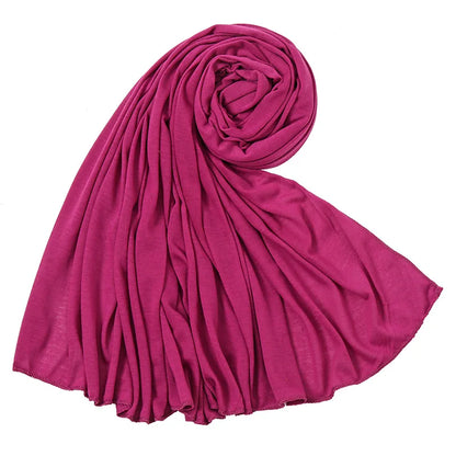Women's Plain Cotton Jersey Hijab Scarf – Long Soft Shawl, 39 Colors