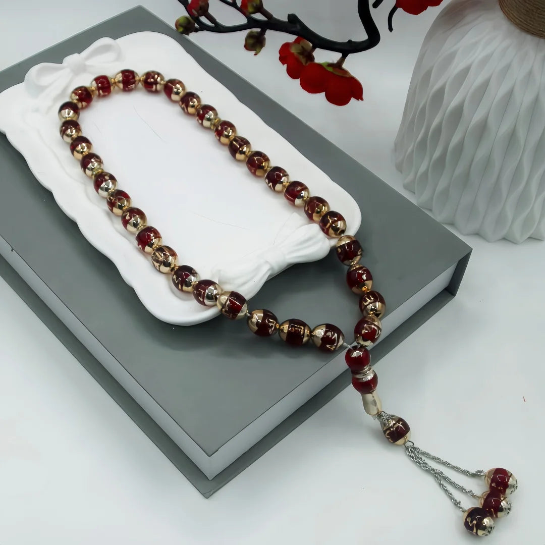 Muslim Prayer Beads Tasbih – 33 Beads with Tassel, 7 Colors