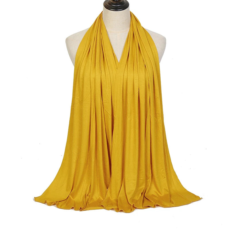 Jersey Hijab Scarf - 170x60cm Solid Color Stretch Polyester Shawl