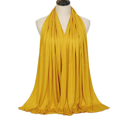 Jersey Hijab Scarf - 170x60cm Solid Color Stretch Polyester Shawl