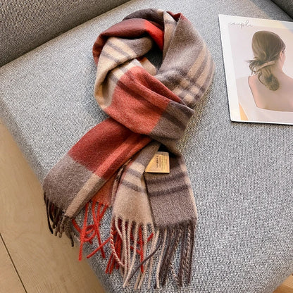 100% Wool Plaid Winter Scarf & Shawl – Long Warm Wrap & Hijab for Women (47 Colors)