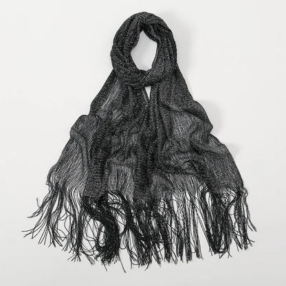 Shiny Silk Hijab Scarf & Evening Shawl for Women | Lace Tassel Party Wrap | 6 Colors