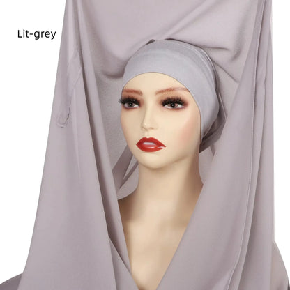 Instant Hijab with Magnetic Buckle – Solid-Color Scarf