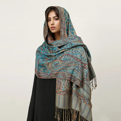 Women's Embroidered Pashmina Hijab Scarf – Soft Cashmere-Feel Shawl
